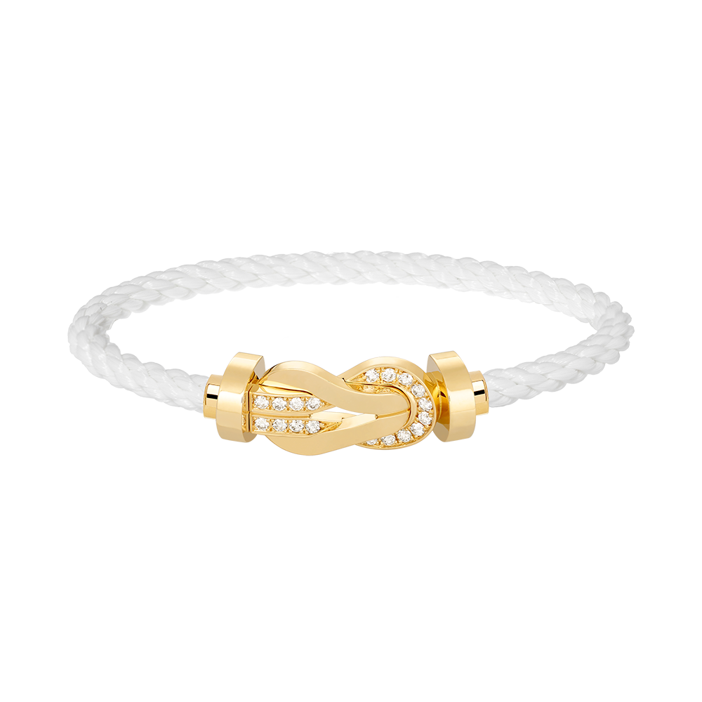 [LuxJewelry]CHANCE LARGE 8 FIGURE BUCKLE HALF DIAMOND BRACELET GOLD