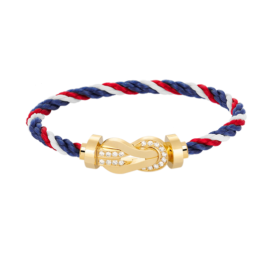[LuxJewelry]CHANCE LARGE 8 FIGURE BUCKLE HALF DIAMOND BRACELET GOLD