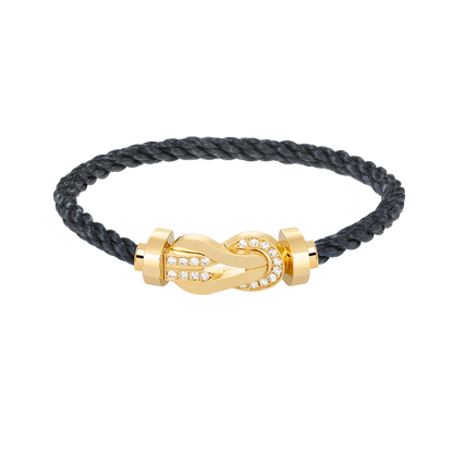 [LuxJewelry]CHANCE LARGE 8 FIGURE BUCKLE HALF DIAMOND BRACELET GOLD