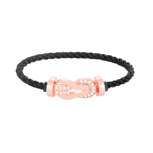 [LuxJewelry]CHANCE LARGE 8 FIGURE BUCKLE HALF DIAMOND BRACELET ROSE GOLD