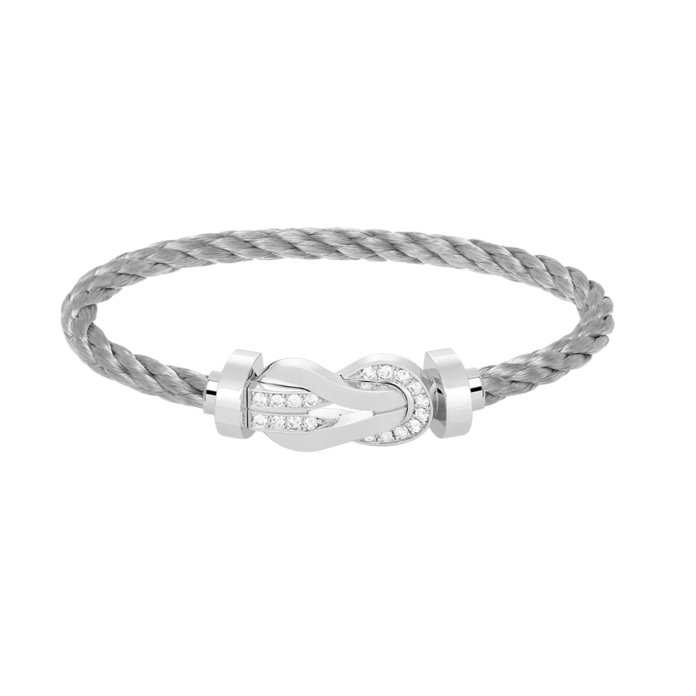 [LuxJewelry]CHANCE LARGE 8 FIGURE BUCKLE HALF DIAMOND BRACELET SILVER