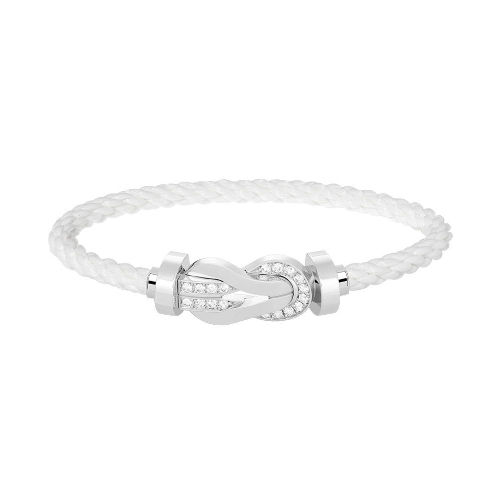 [LuxJewelry]CHANCE LARGE 8 FIGURE BUCKLE HALF DIAMOND BRACELET SILVER