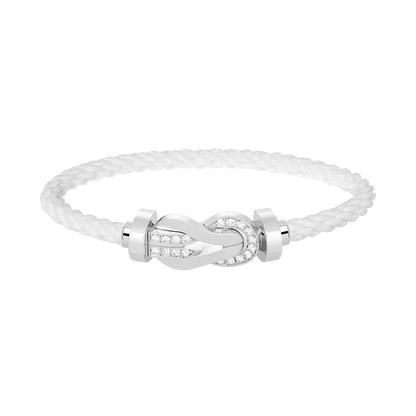 [LuxJewelry]CHANCE LARGE 8 FIGURE BUCKLE HALF DIAMOND BRACELET SILVER