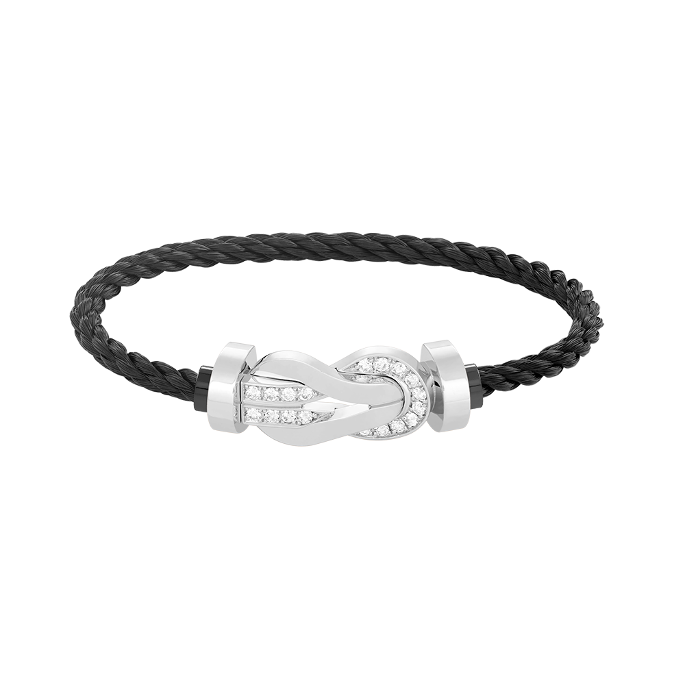 [LuxJewelry]CHANCE LARGE 8 FIGURE BUCKLE HALF DIAMOND BRACELET SILVER