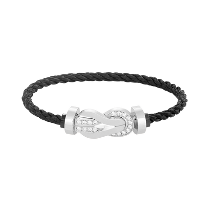 [LuxJewelry]CHANCE LARGE 8 FIGURE BUCKLE HALF DIAMOND BRACELET SILVER