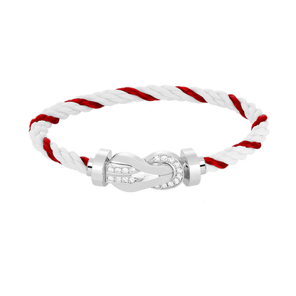 [LuxJewelry]CHANCE LARGE 8 FIGURE BUCKLE HALF DIAMOND BRACELET SILVER