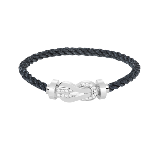 [LuxJewelry]CHANCE LARGE 8 FIGURE BUCKLE HALF DIAMOND BRACELET SILVER