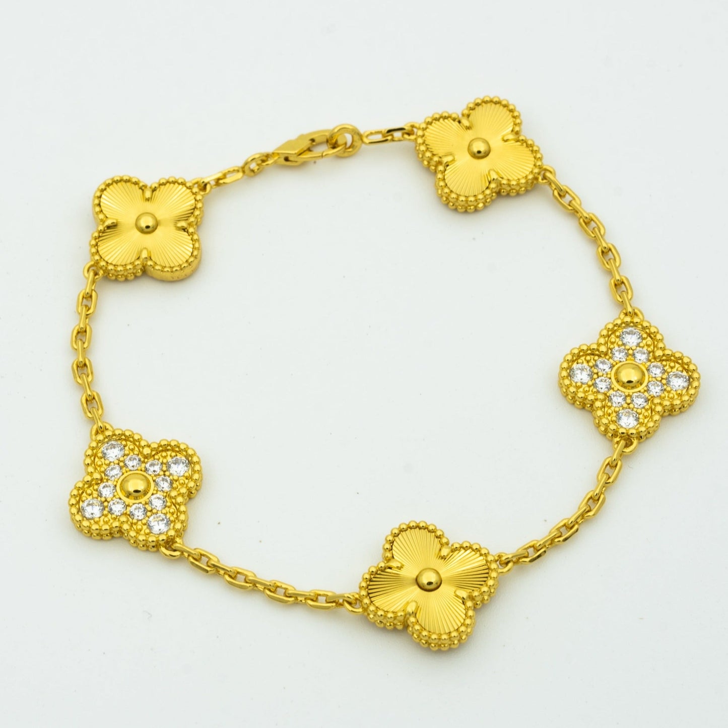 [LuxJewelry]CLOVER BRACELET 5 MOTIFS GOLD DIAMOND