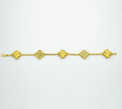 [LuxJewelry]CLOVER BRACELET 5 MOTIFS GOLD DIAMOND