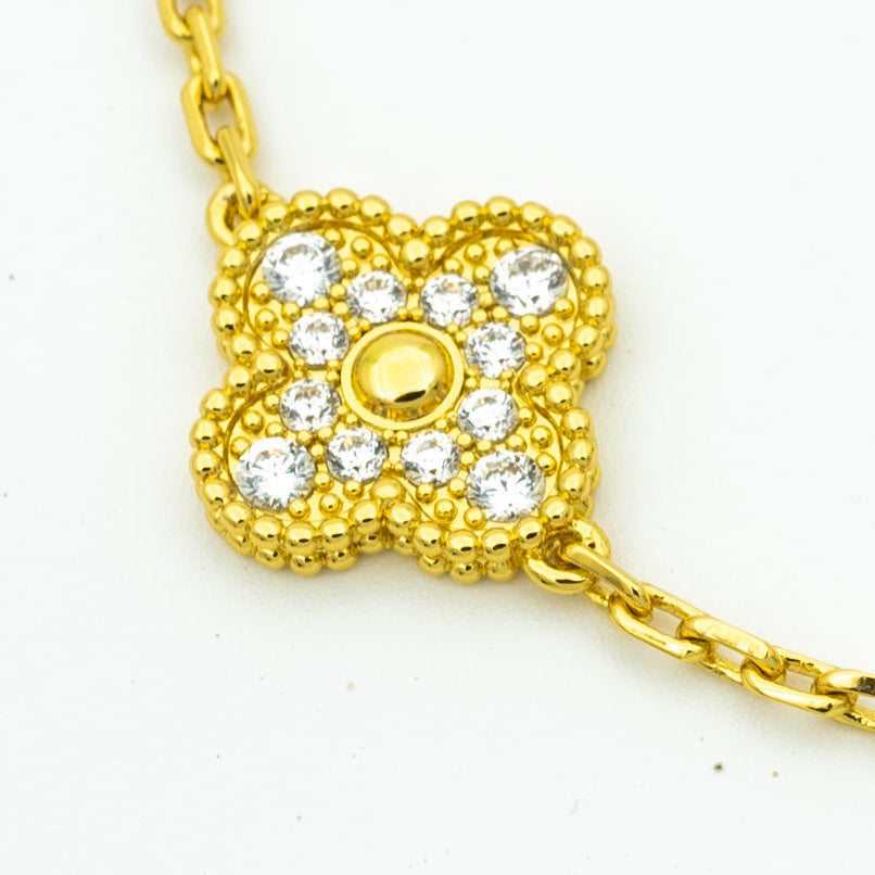 [LuxJewelry]CLOVER BRACELET 5 MOTIFS GOLD DIAMOND