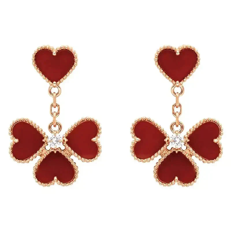 [LuxJewelry]SWEET CLOVER CARNELIAN EARRINGS