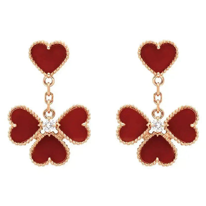 [LuxJewelry]SWEET CLOVER CARNELIAN EARRINGS