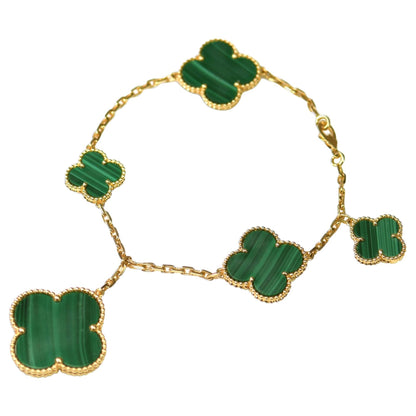 [LuxJewelry]MAGIC CLOVER MALACHITE GOLD BRACELET 5 MOTIFS