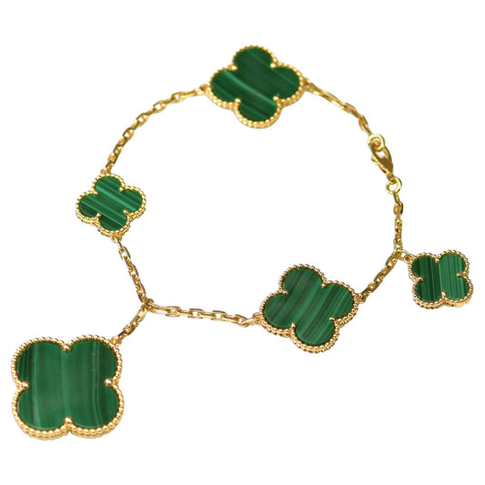 [Top&on]MAGIC CLOVER MALACHITE GOLD BRACELET 5 MOTIFS