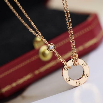 [LuxJewelry]LOVE NECKLACE ADJUSTABLE ROSE GOLD 2 DIAMOND