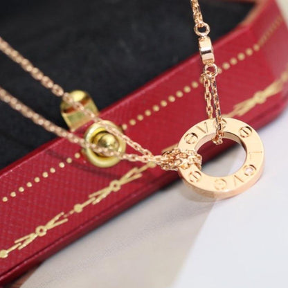 [LuxJewelry]LOVE NECKLACE ADJUSTABLE ROSE GOLD 2 DIAMOND