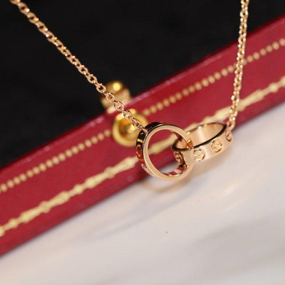 [LuxJewelry]LOVE NECKLACE PINK GOLD AND SILVER