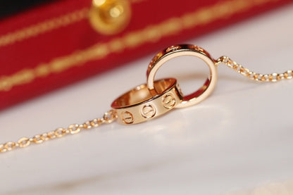 [LuxJewelry]LOVE NECKLACE PINK GOLD AND SILVER