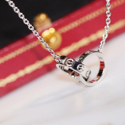 [LuxJewelry]LOVE NECKLACE PINK GOLD AND SILVER