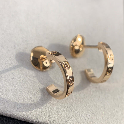 [LuxJewelry]LOVE EARRINGS 2.65MM PINK GOLD
