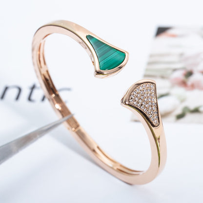 [LuxJewelry]DREAM BRACELET OPEN MALACHITE PINK GOLD