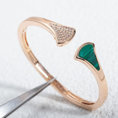 [LuxJewelry]DREAM BRACELET OPEN MALACHITE PINK GOLD
