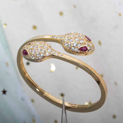 [LuxJewelry]SERPENTI BRACELET PINK GOLD DIAMOND DOUBLE SNAKE