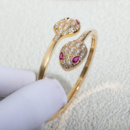 [LuxJewelry]SERPENTI BRACELET PINK GOLD DIAMOND DOUBLE SNAKE