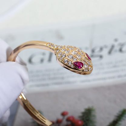 [LuxJewelry]SERPENTI BRACELET PINK GOLD DIAMOND DOUBLE SNAKE