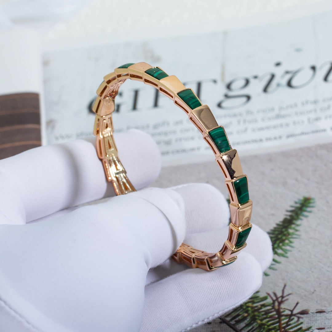 [LuxJewelry]SERPENTI BRACELET PINK GOLD MALACHITE