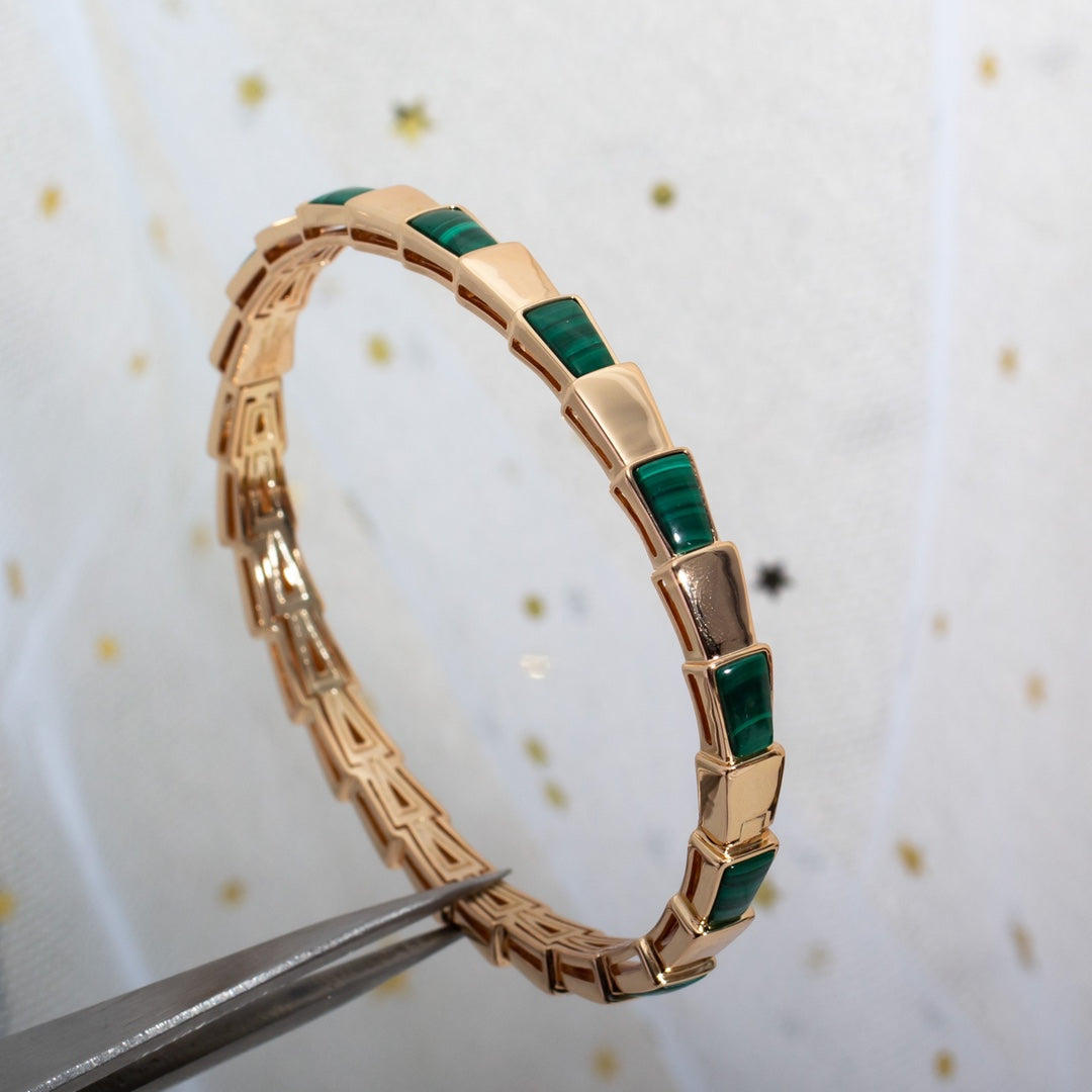 [LuxJewelry]SERPENTI BRACELET PINK GOLD MALACHITE