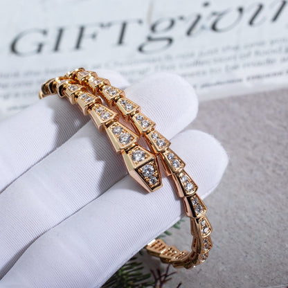 [LuxJewelry]SERPENTI BRACELET 6.8MM PINK GOLD DIAMOND
