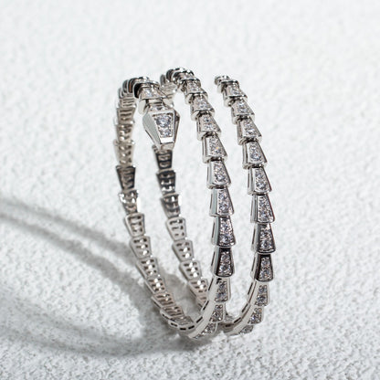 [LuxJewelry]SERPENTI BRACELET SILVER DIAMOND DOUBLE ROW