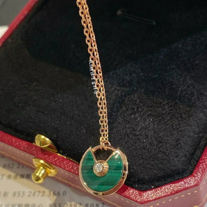 [LuxJewelry]AMULETTE ROSE GOLD MALACHITE NECKLACE