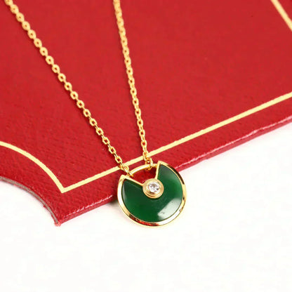 [LuxJewelry]AMULETTE GOLD MALACHITE NECKLACE