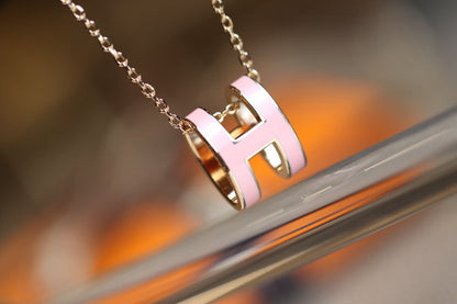 [LuxJewelry]POP H PEDANT PINK GOLD