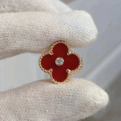 [LuxJewelry]CLOVER MEDIUM 1 MOTIFS CARNELIAN  DIAMOND earrings