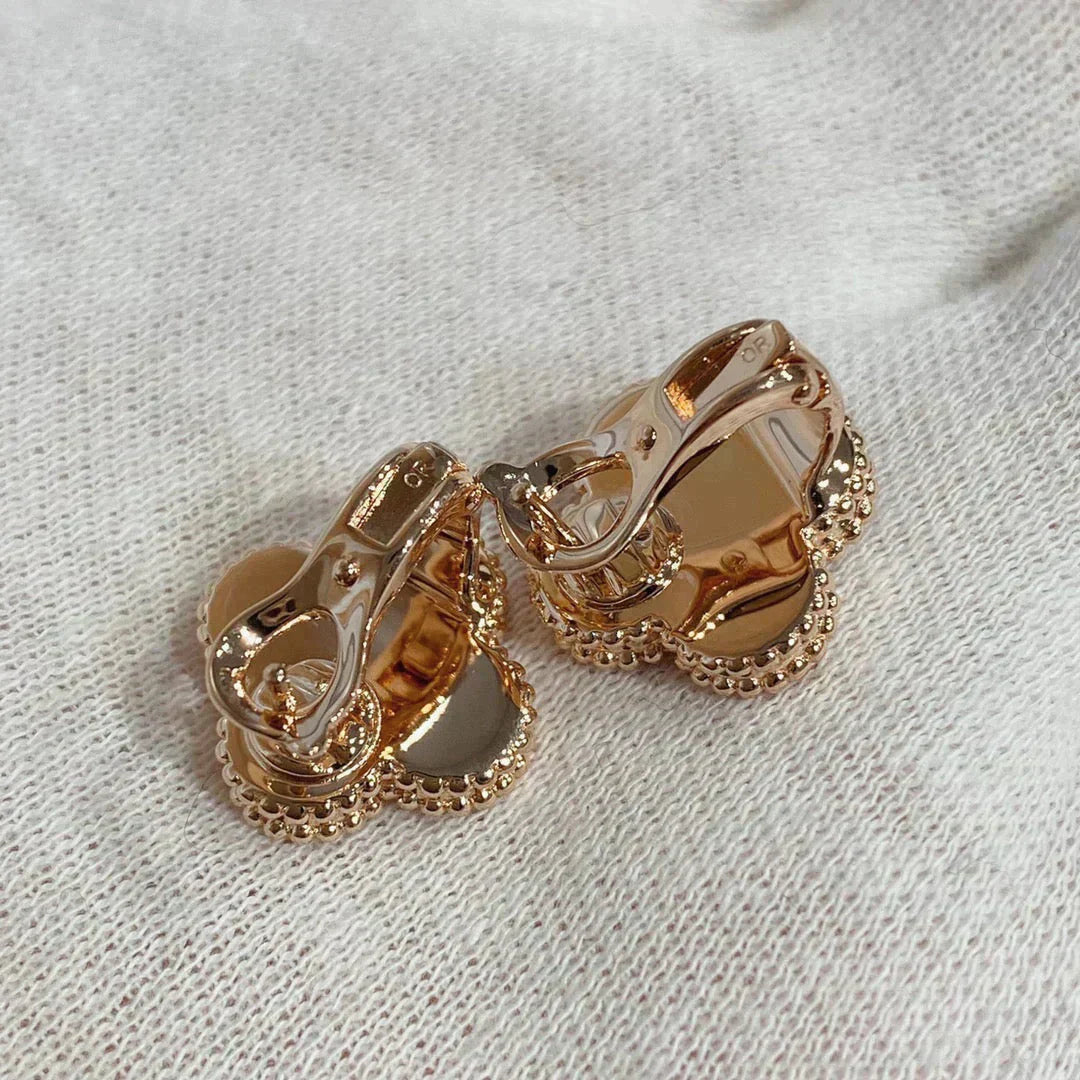 [LuxJewelry]CLOVER MEDIUM 1 MOTIFS CARNELIAN  DIAMOND earrings