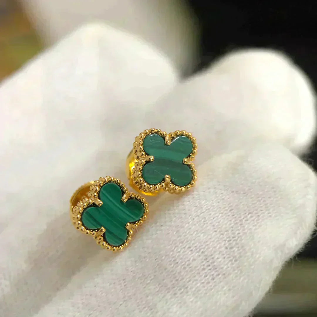 [LuxJewelry]CLOVER MINI 9.5MM MALACHITE  EARRINGS