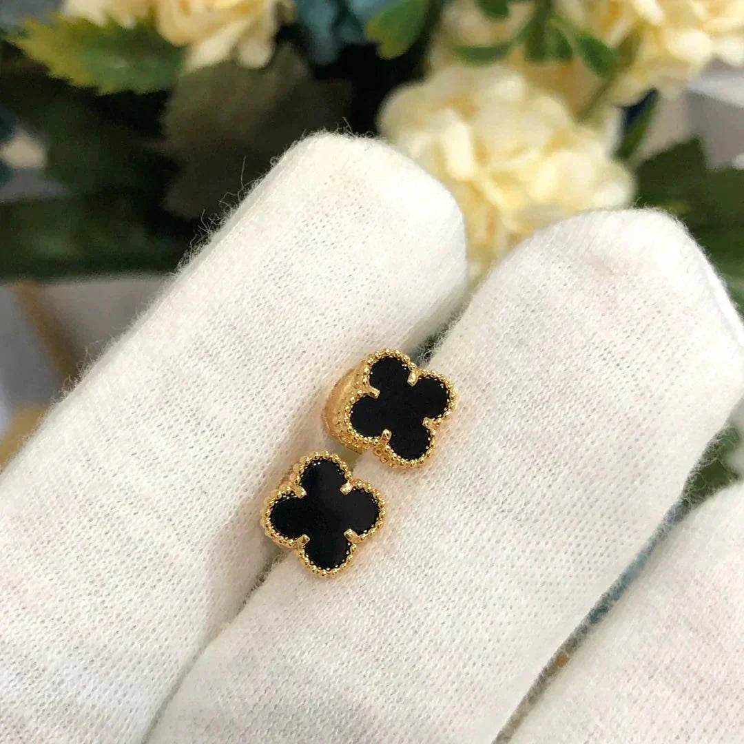 [LuxJewelry]CLOVER MINI 9.5MM BLACK MOP EARRINGS