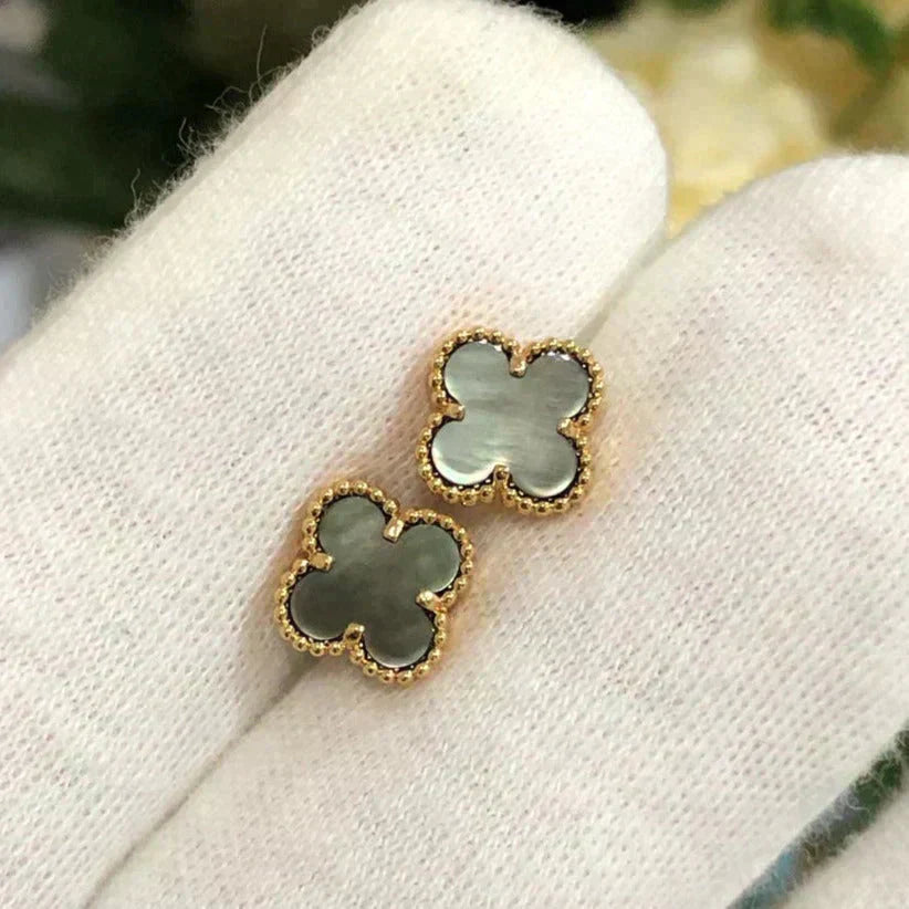 [LuxJewelry]CLOVER MINI 9.5MM GRAY MOP EARRINGS