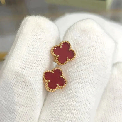 [LuxJewelry]CLOVER MINI 9.5MM CARNELIAN EARRINGS