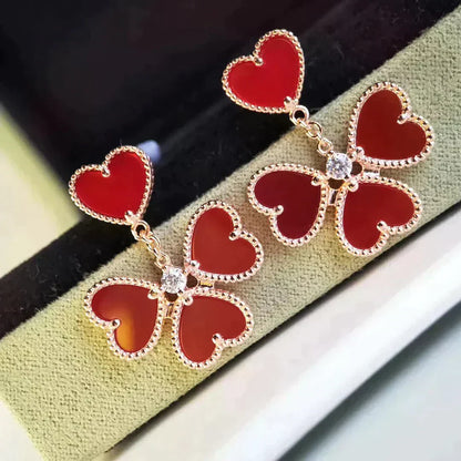 [LuxJewelry]SWEET CLOVER CARNELIAN EARRINGS