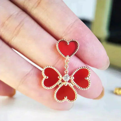 [LuxJewelry]SWEET CLOVER CARNELIAN EARRINGS