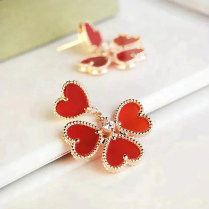 [LuxJewelry]SWEET CLOVER CARNELIAN EARRINGS