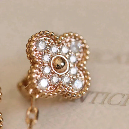 [LuxJewelry]CLOVER MEDIUM 1 MOTIFS FUll DIAMOND EARRINGS