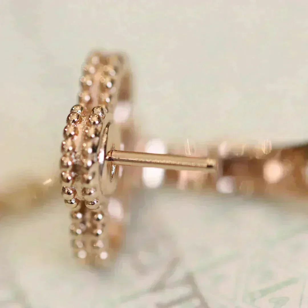 [LuxJewelry]CLOVER MEDIUM 1 MOTIFS FUll DIAMOND EARRINGS