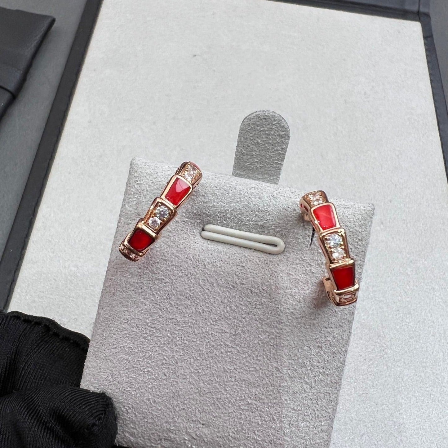 [LuxJewelry]SERPENTI CARNELIAN PINK GOLD EARRINGS