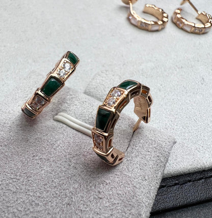 [LuxJewelry]SERPENTI MALACHITE PINK GOLD EARRINGS