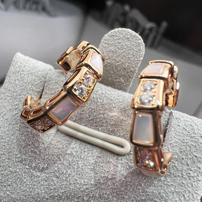 [LuxJewelry]SERPENTI MOP PINK GOLD EARRINGS